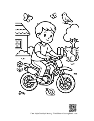 Thumbnail: Cute Young Boy Riding Small Dirt Bike Printable