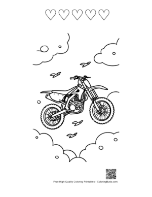 Thumbnail: Dirt Bike Silhouette Jumping Against Cloudy Sky Printable and 5 Heart Outline