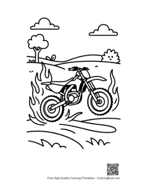 Thumbnail: Dirt Bike Speeding Through Muddy Rural Path Printable