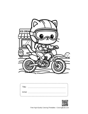 Thumbnail: Easy Dirt Bike Coloring Sheet Printable with Title and Artist Box
