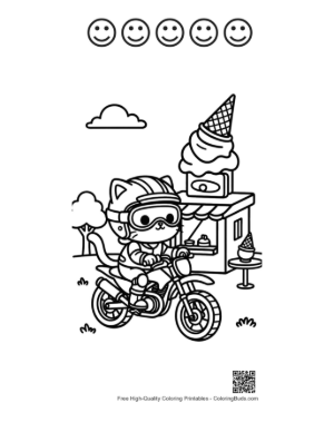 Thumbnail: Easy Dirt Bike to Color Printable and 5 Happy Face Outline