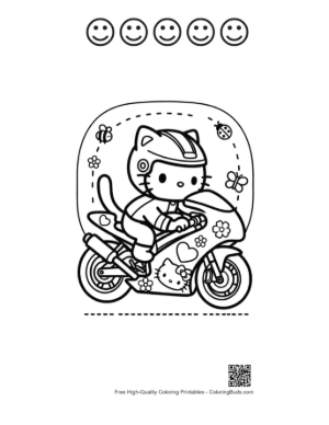 Thumbnail: Easy Sport Bike to Color Printable and 5 Happy Face Outline