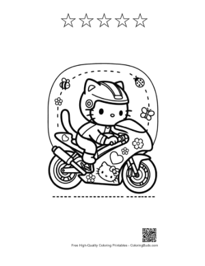 Thumbnail: Easy Sport Bike to Color Printable and 5 Star Outline