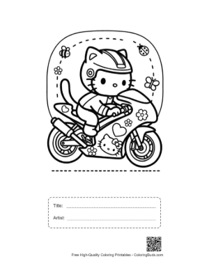 Thumbnail: Easy Sport Bike to Color Printable with Title and Artist Box