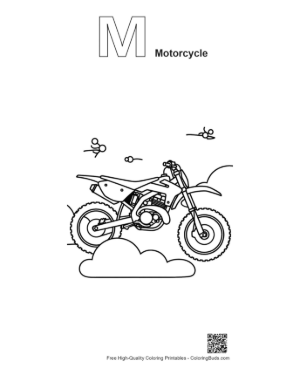 Thumbnail: Freestyle Motocross Jump Action Scene Printable Outline Alphabet M Motorcycle