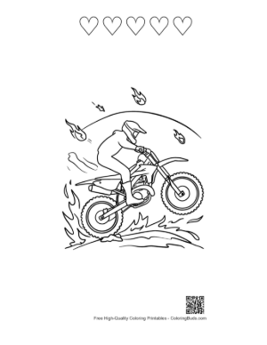 Thumbnail: High-Speed Motocross Jump on Outdoor Track Printable and 5 Heart Outline