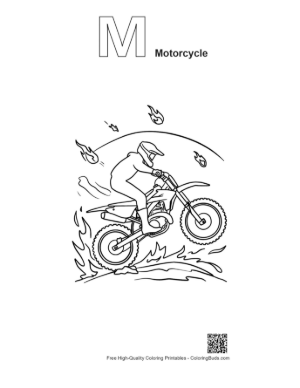 Thumbnail: High-Speed Motocross Jump on Outdoor Track Printable Outline Alphabet M Motorcycle