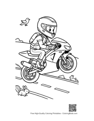 Thumbnail: Kid Biker Performing a Stunt on Sport Bike Coloring Page Printable