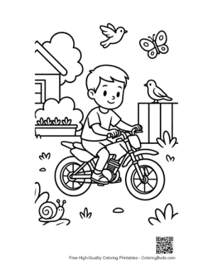 Thumbnail: Kid Enjoying Dirt Bike Ride in Backyard Printable