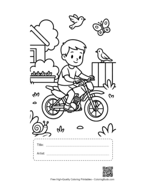 Thumbnail: Kid Enjoying Dirt Bike Ride in Backyard Printable with Title and Artist Box