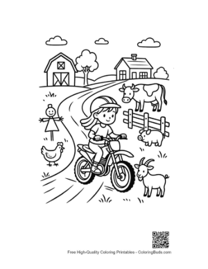 Thumbnail: Mini Dirt Bike Rider Navigating Farm Trail Printable
