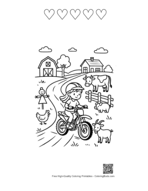 Thumbnail: Mini Dirt Bike Rider Navigating Farm Trail Printable and 5 Heart Outline
