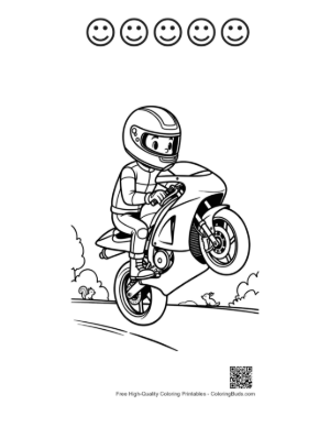 Thumbnail: Sport Bike Coloring Page Printable and 5 Happy Face Outline
