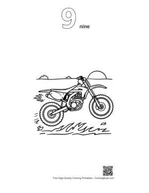 Thumbnail: Stunt Rider Balancing Dirt Bike on Rear Wheel Printable Outline Number 9