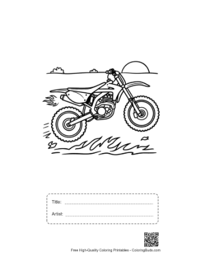 Thumbnail: Stunt Rider Balancing Dirt Bike on Rear Wheel Printable with Title and Artist Box