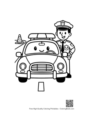 Thumbnail: Cute Police Cruiser Coloring Sheet Printable