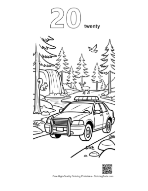 Thumbnail: Easy Police Cruiser Coloring Sheet Printable Outline Number 20