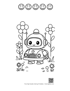 Thumbnail: Easy Police Cruiser to Color Printable and 5 Happy Face Outline