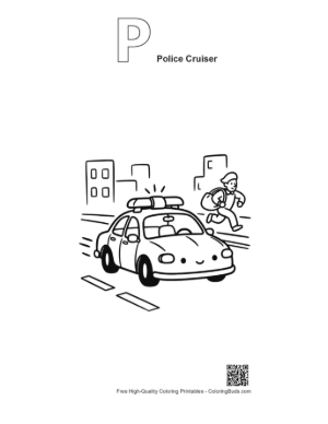 Thumbnail: Law Enforcement Vehicle Driving Through Downtown Printable Outline Alphabet P Police Cruiser