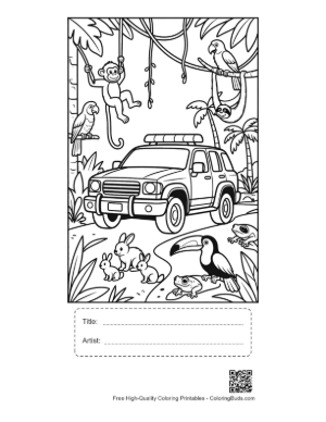 Thumbnail: Off-Road Police Cruiser in Deep Forest Printable with Title and Artist Box