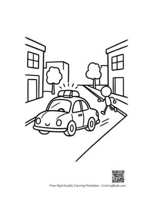 Thumbnail: Police Cruiser Patrolling Busy City Street Printable