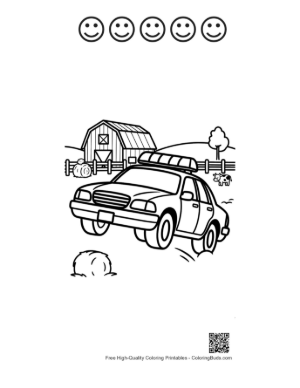Thumbnail: Police Cruiser Responding to Farm Emergency Printable and 5 Happy Face Outline
