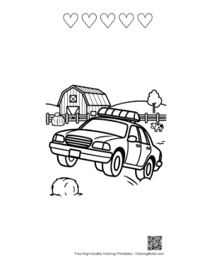 Thumbnail: Police Cruiser Responding to Farm Emergency Printable and 5 Heart Outline