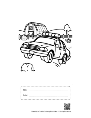 Thumbnail: Police Cruiser Responding to Farm Emergency Printable with Title and Artist Box