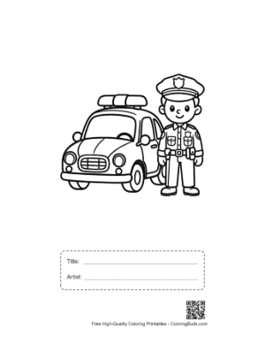 Thumbnail: Police Officer Posing with Service Cruiser Printable with Title and Artist Box