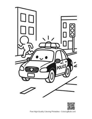 Thumbnail: Police Patrol Car on Duty in Urban Area Printable