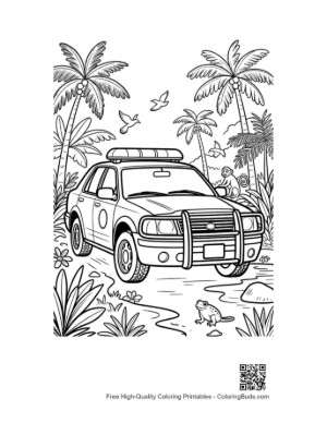 Thumbnail: Police SUV Patrolling Near Jungle Palms Printable