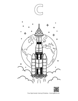 Thumbnail: Cute Saturn V Coloring Page Printable Outline Alphabet C