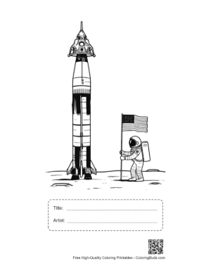 Thumbnail: Cute Saturn V Printable with Title and Artist Box