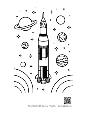 Thumbnail: Easy Saturn V Coloring Page Printable