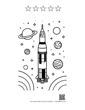 Thumbnail: Easy Saturn V Coloring Page Printable and 5 Star Outline