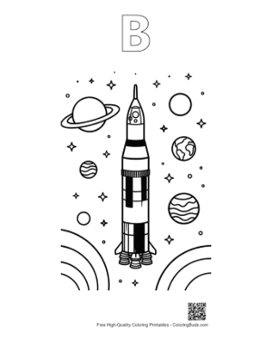 Thumbnail: Easy Saturn V Coloring Page Printable Outline Alphabet B