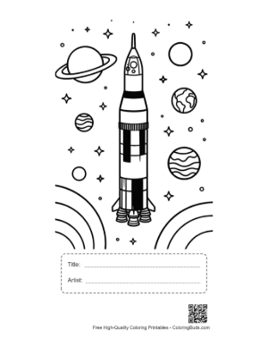 Thumbnail: Easy Saturn V Coloring Page Printable with Title and Artist Box