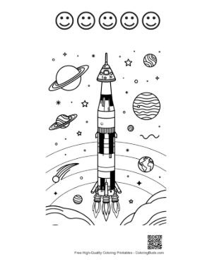 Thumbnail: Easy Saturn V Printable and 5 Happy Face Outline