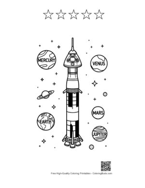 Thumbnail: Easy Saturn V Printable and 5 Star Outline