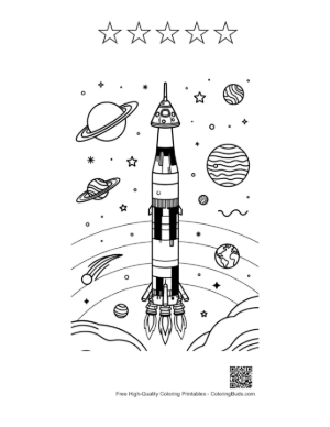 Thumbnail: Easy Saturn V Printable and 5 Star Outline