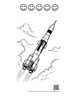Thumbnail: Saturn V Rocket Launch Coloring Page Printable and 5 Happy Face Outline