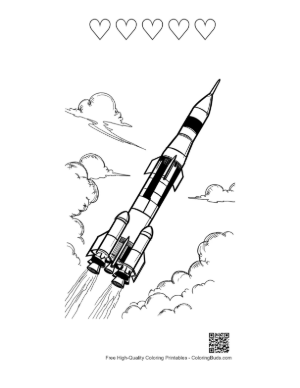 Thumbnail: Saturn V Rocket Launch Coloring Page Printable and 5 Heart Outline
