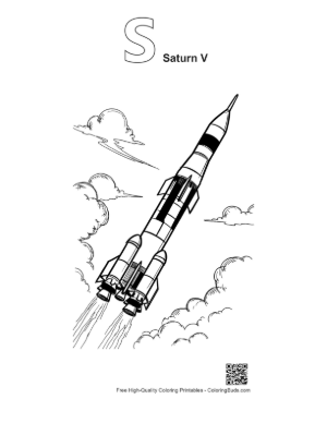 Thumbnail: Saturn V Rocket Launch Coloring Page Printable Outline Alphabet S Saturn V