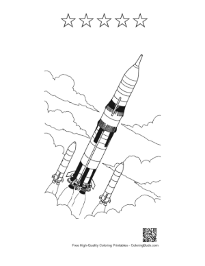 Thumbnail: Saturn V Rocket Launch Outline Printable and 5 Star Outline