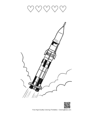 Thumbnail: Saturn V Rocket Launching Printable and 5 Heart Outline