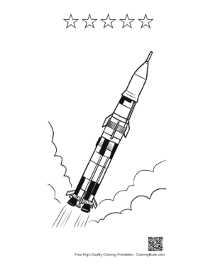 Thumbnail: Saturn V Rocket Launching Printable and 5 Star Outline