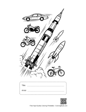 Thumbnail: Saturn V Rocket Racing Vehicles Printable with Title and Artist Box