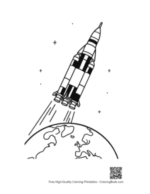 Thumbnail: Saturn V Rocket Re-Entering Earth's Atmosphere Coloring Printable