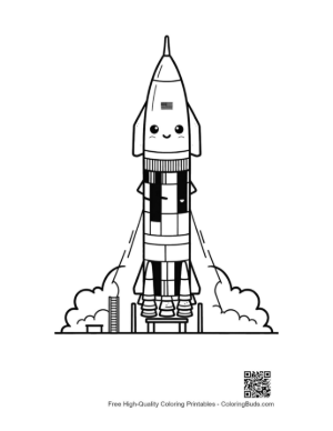 Thumbnail: Simple Saturn V Rocket Outline for Preschool Coloring Printable