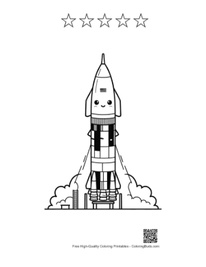 Thumbnail: Simple Saturn V Rocket Outline for Preschool Coloring Printable and 5 Star Outline